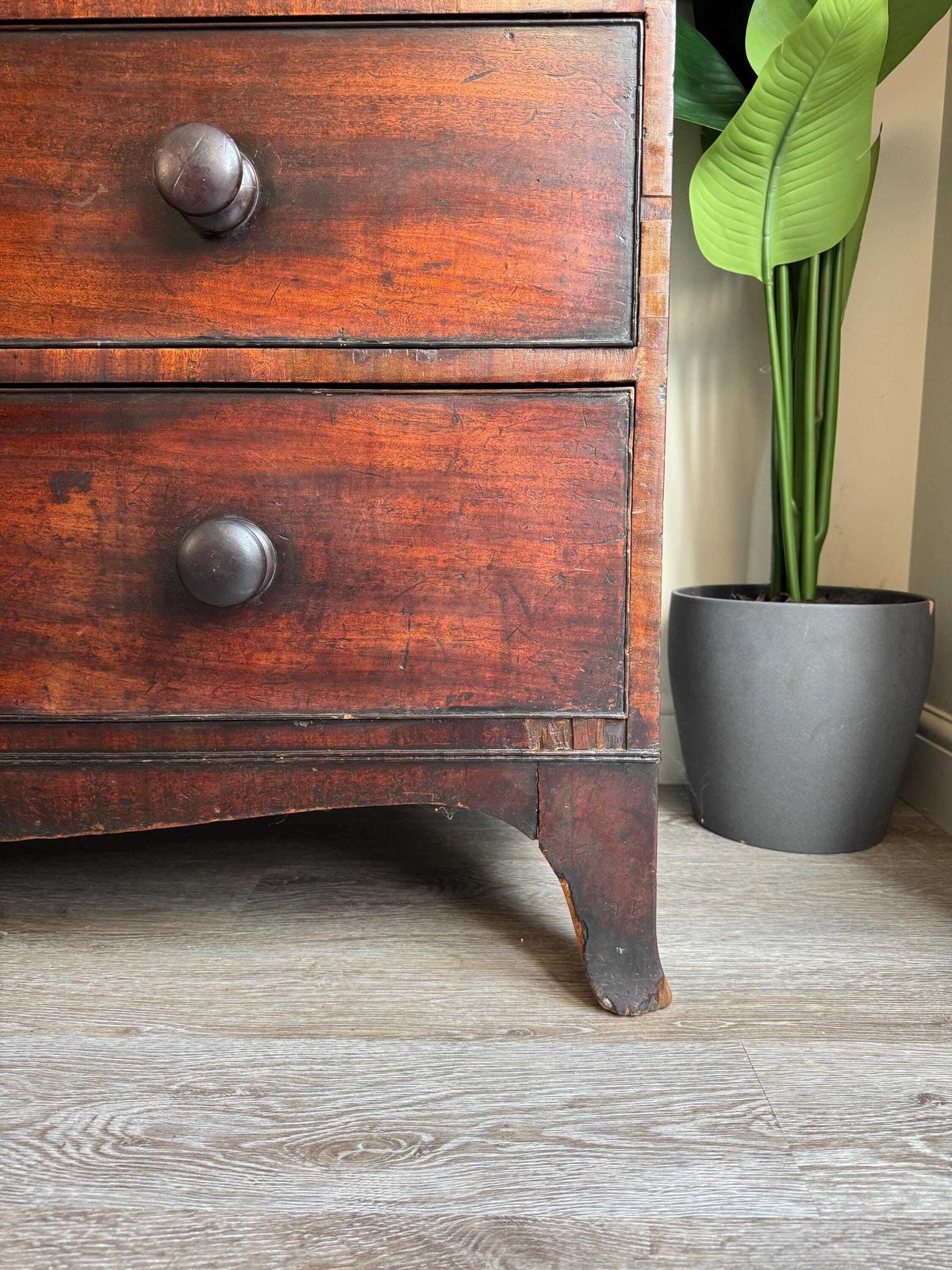 Antique Large Chest Of Drawers Mahogany 2 Over 3 Upon Original Handles Dark Wood photo 495.0