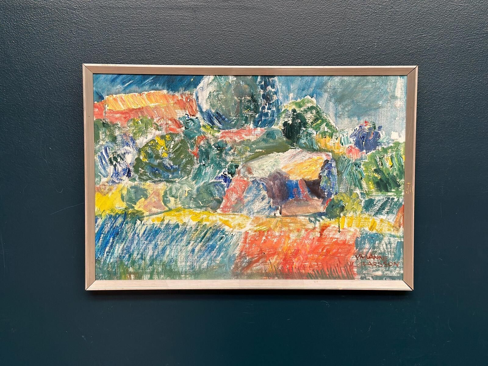 Original Swedish Oil On Canvas – “östra Tollstad I” By Vivianne Larsson – Vintage & Framed – 63.5 × 43.5 Cm (25" × 17.1") photo for sale