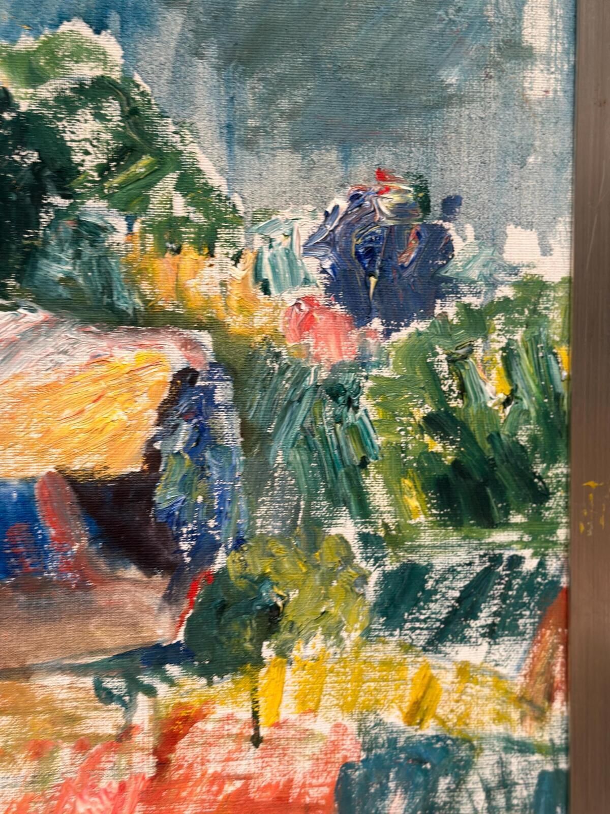 photo furniture Original Swedish Oil On Canvas – “östra Tollstad I” By Vivianne Larsson – Vintage & Framed – 63.5 × 43.5 Cm (25" × 17.1")
