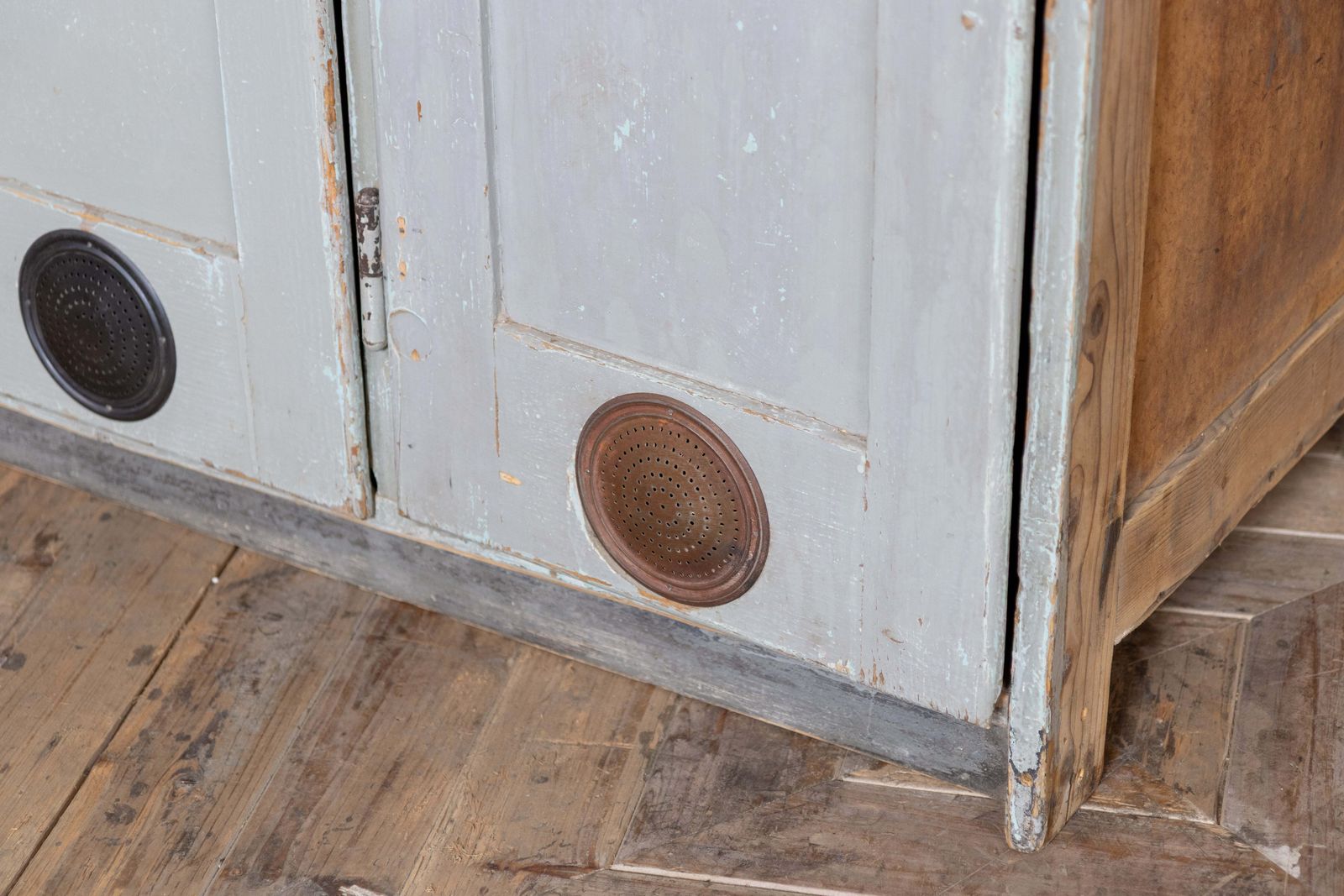 Bank Of Three Wooden Storage Lockers photo for sale