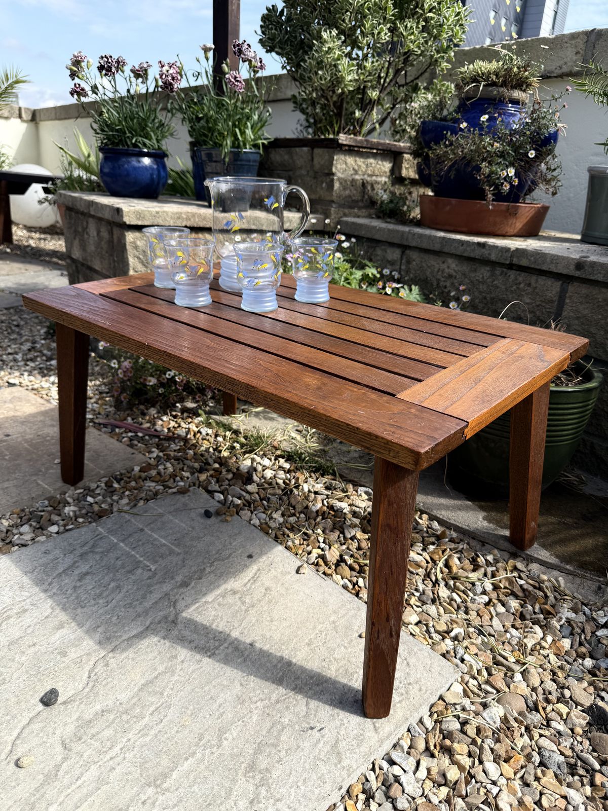 Midcentury Burma Teak Occasional Table   Indoor Or Outdoor photo Garden Furniture