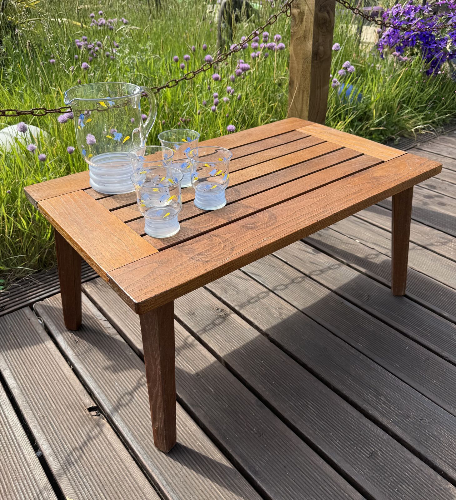Garden Furniture Midcentury Burma Teak Occasional Table   Indoor Or Outdoor photo