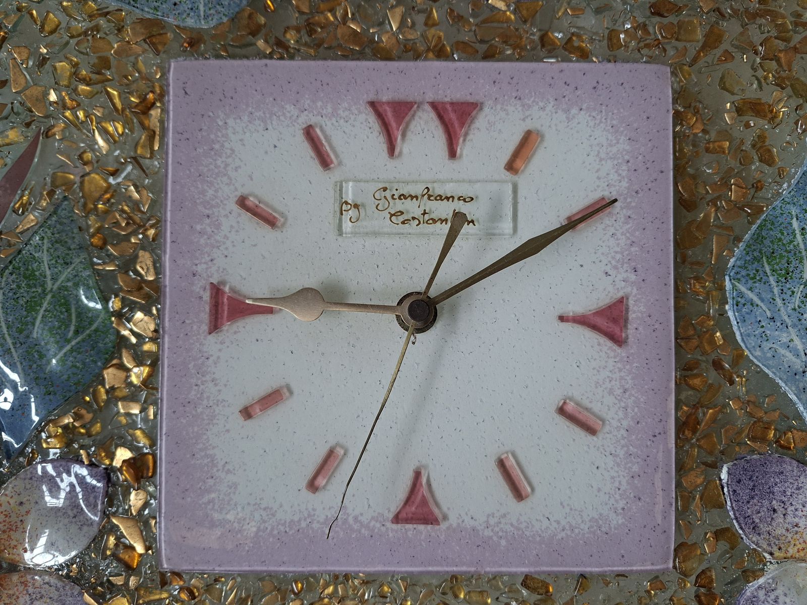 Splendido Orologio Da Parete Gianfranco Costantin – Vetro Artistico Murano photo for sale