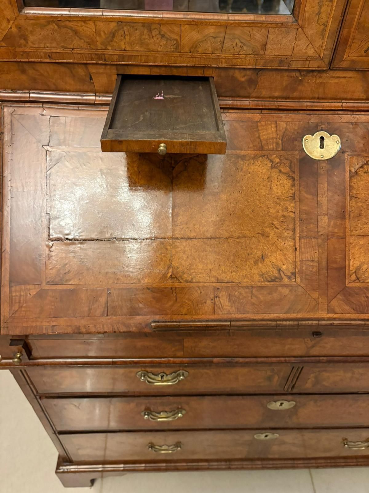 Antique Exceptional 18th Century George I Figured Walnut Bookcase photo 11750.0