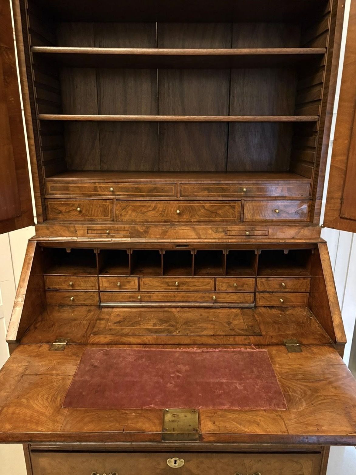11750.0 Antique Exceptional 18th Century George I Figured Walnut Bookcase photo