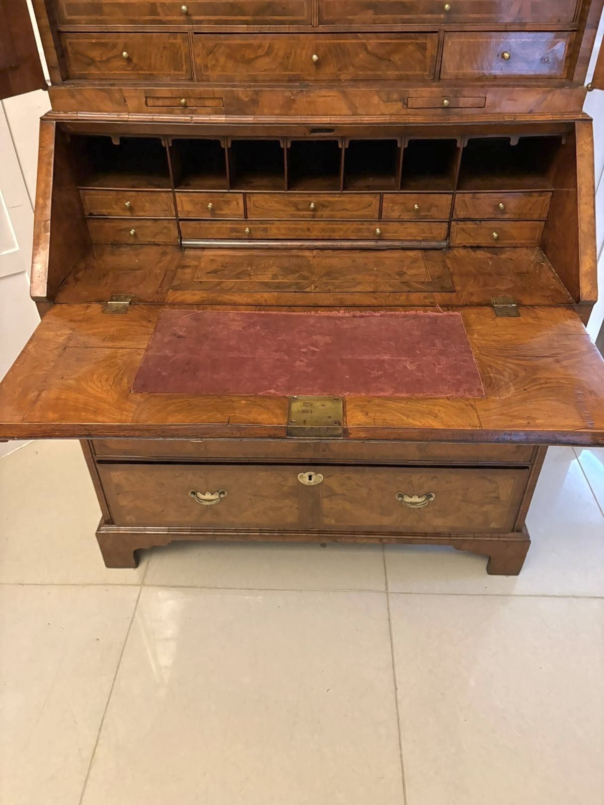 photo buy Antique Exceptional 18th Century George I Figured Walnut Bookcase