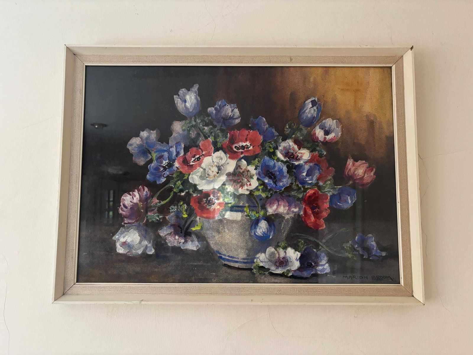 Antique Watercolour Still Life Of Flowers By Marion Broom Rws 1878  1962