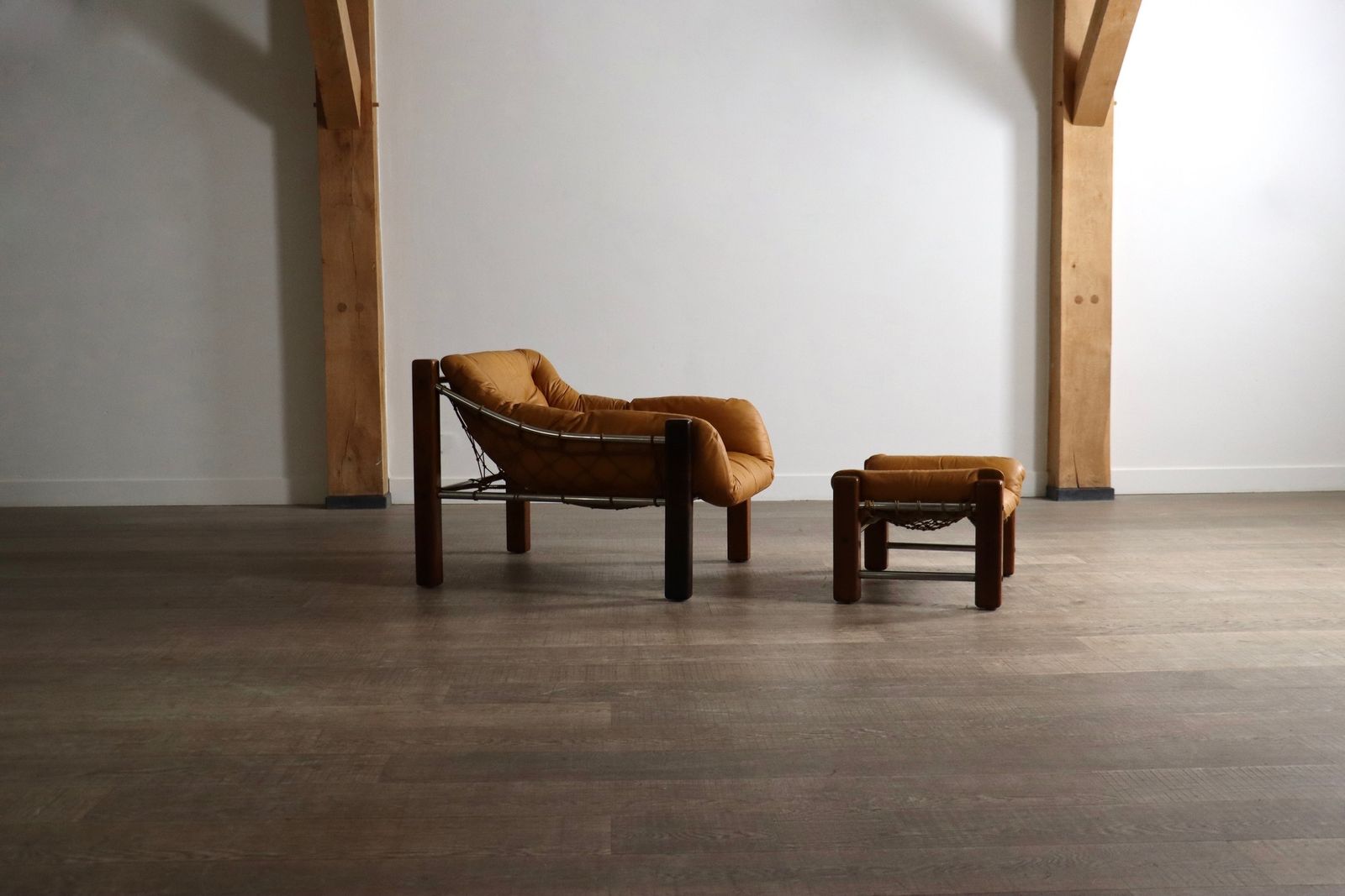 Rare Amazonas Lounge Chair With Ottoman In Cognac Leather By Jean Gillon Brazil 1960s photo 4148.0