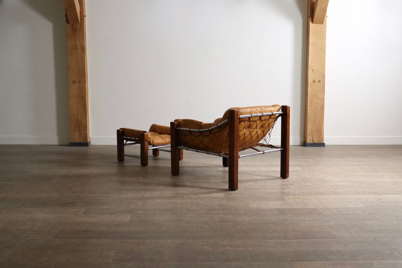 photo vinterior Rare Amazonas Lounge Chair With Ottoman In Cognac Leather By Jean Gillon Brazil 1960s