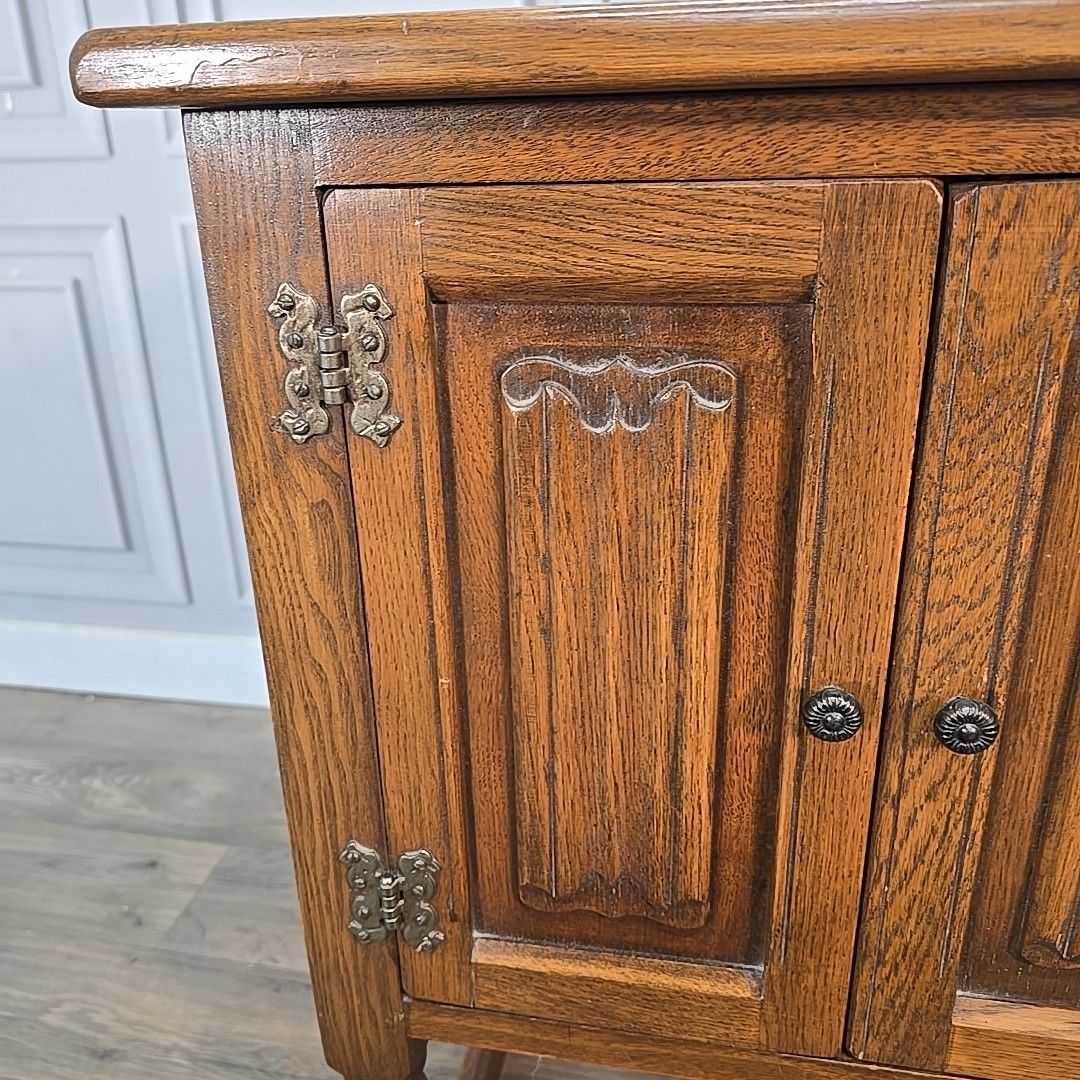 Furniture Vintage Old Charm Cabinet Oak Pot Cupboard Tudor Antique Style Side Table photo