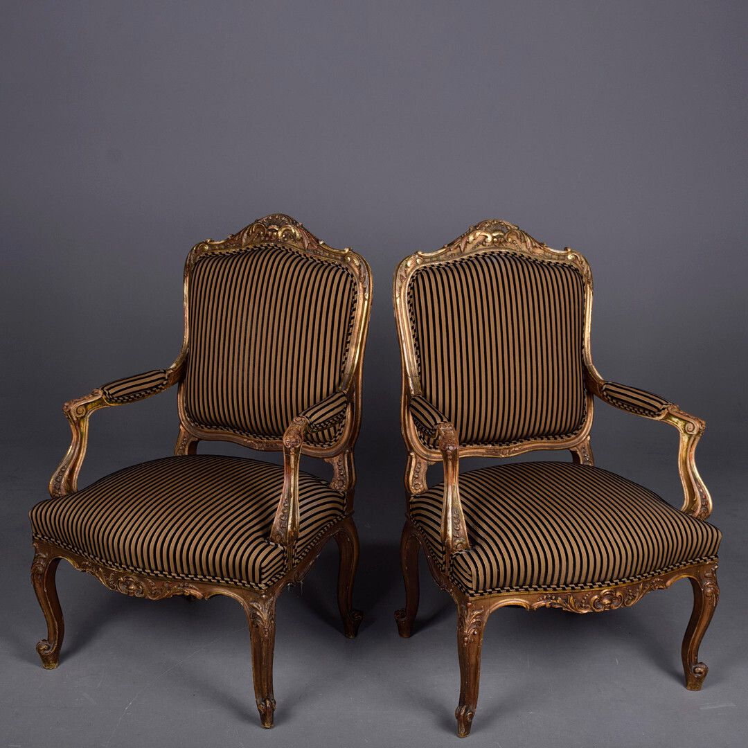 Pair Of Napoleon III Giltwood Fauteuils