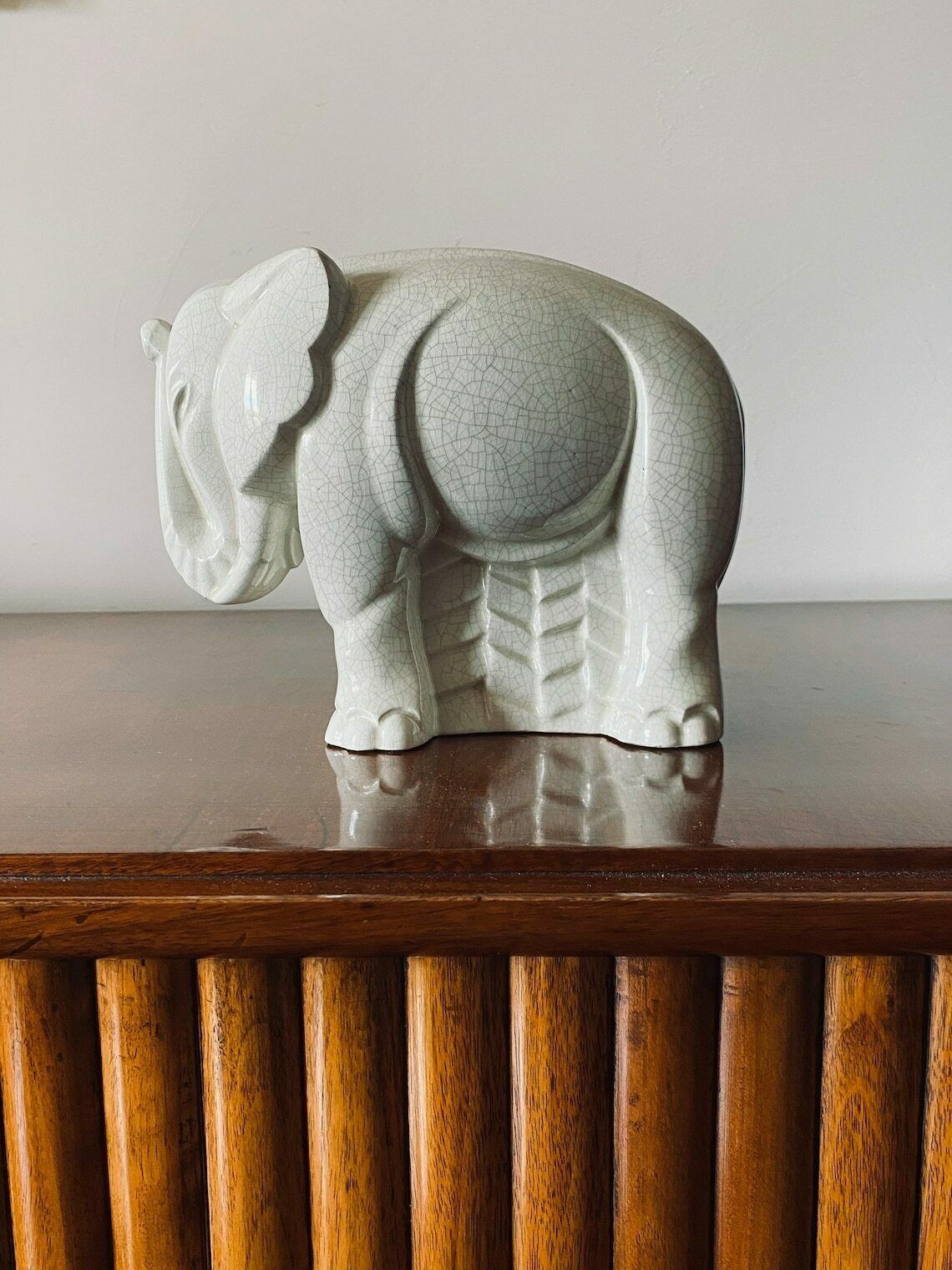 Charles Lemanceau, Art Déco Cubist Elephant Craquelé, Saint Clement, France Ca. 1930 photo furniture