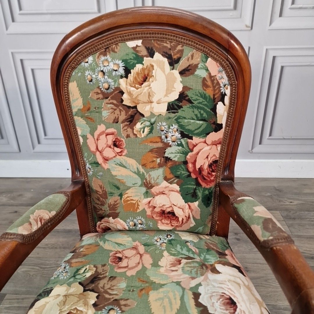 photo furniture Vintage Childs Armchair Upholstered Miniature Tub Chair Floral Fabric Retro