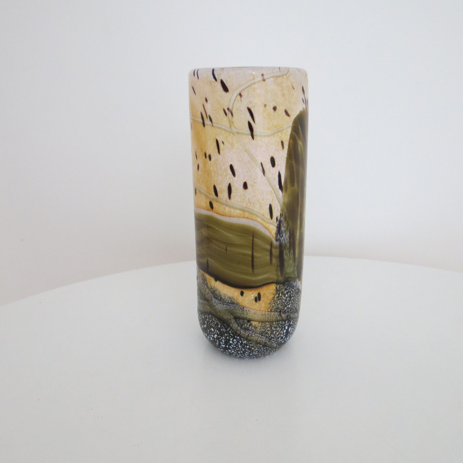 Glass Vase By Norman Stuart Clarke 1990s  Cased Glass Landscape Scene photo 145.0