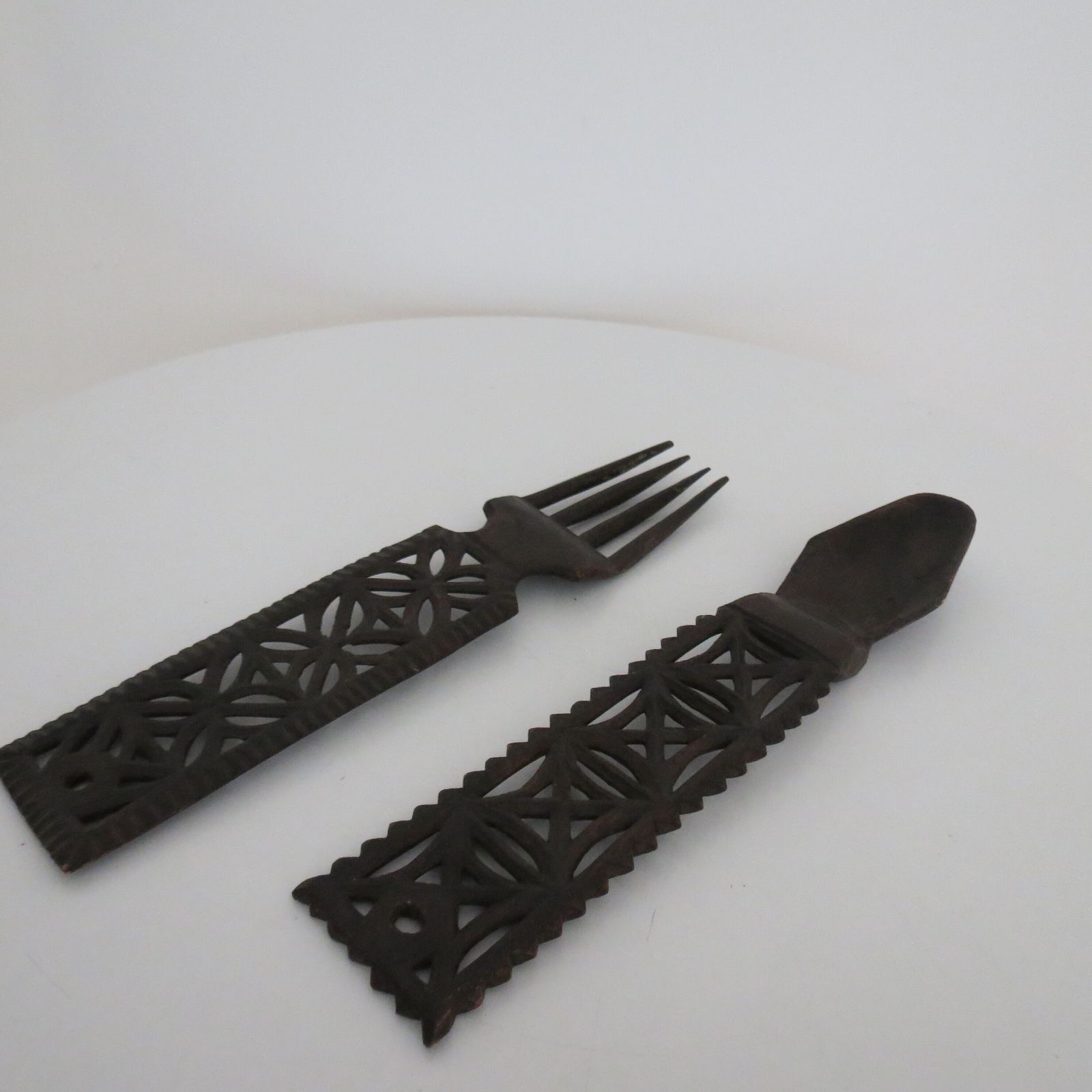 Hand Carved Welsh Love Spoon And Fork 1920s photo buy