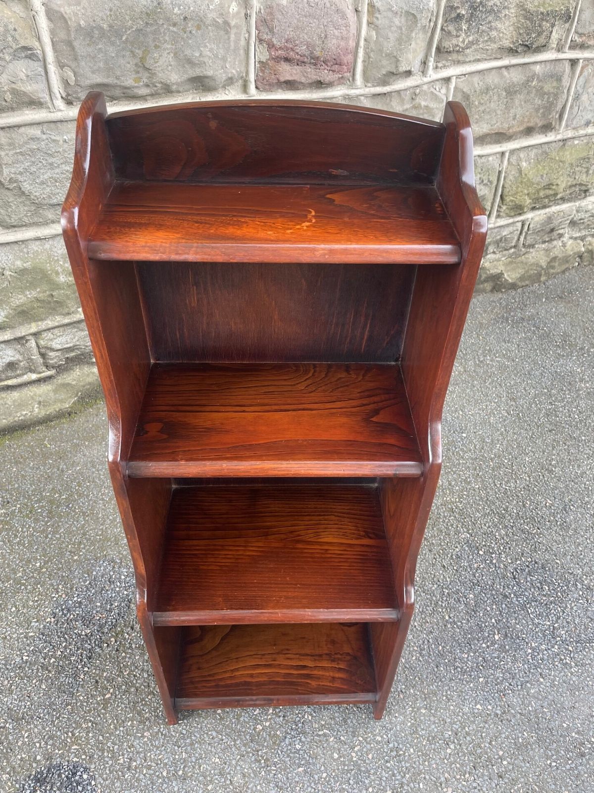 Antique Oak Waterfall Open Bookcase Bookshelves photo vinterior