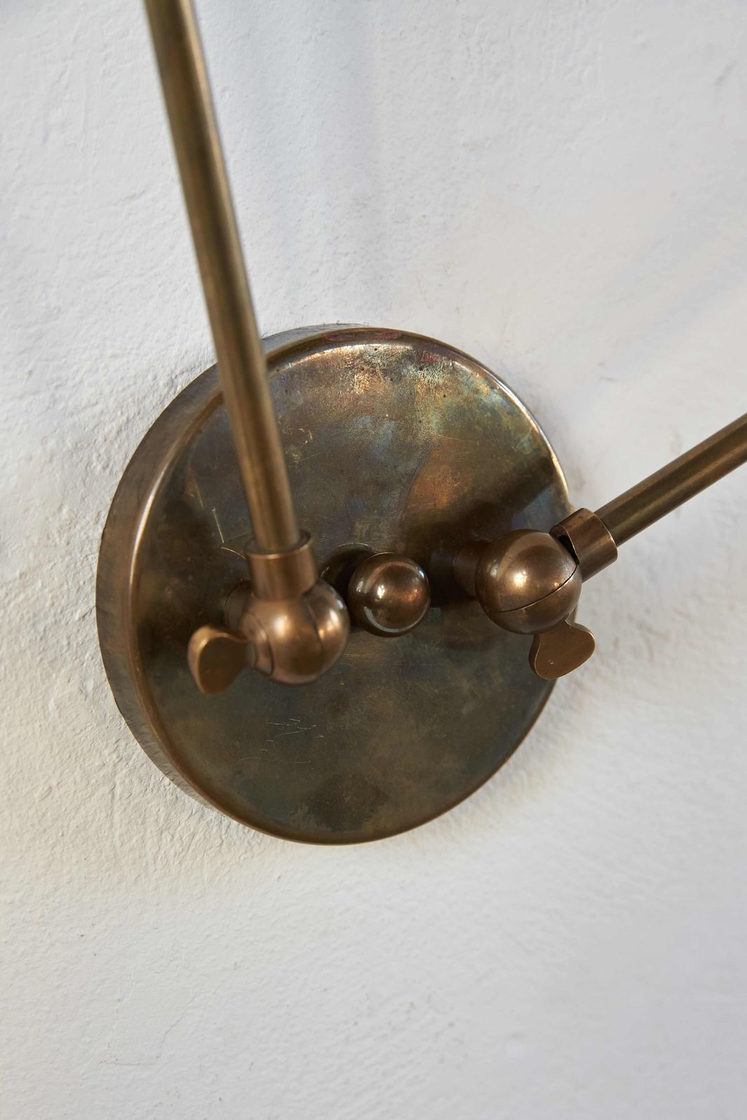 Pair Of Brass And Black Enamelled Aluminium Wall Lights, C1950 photo Lighting