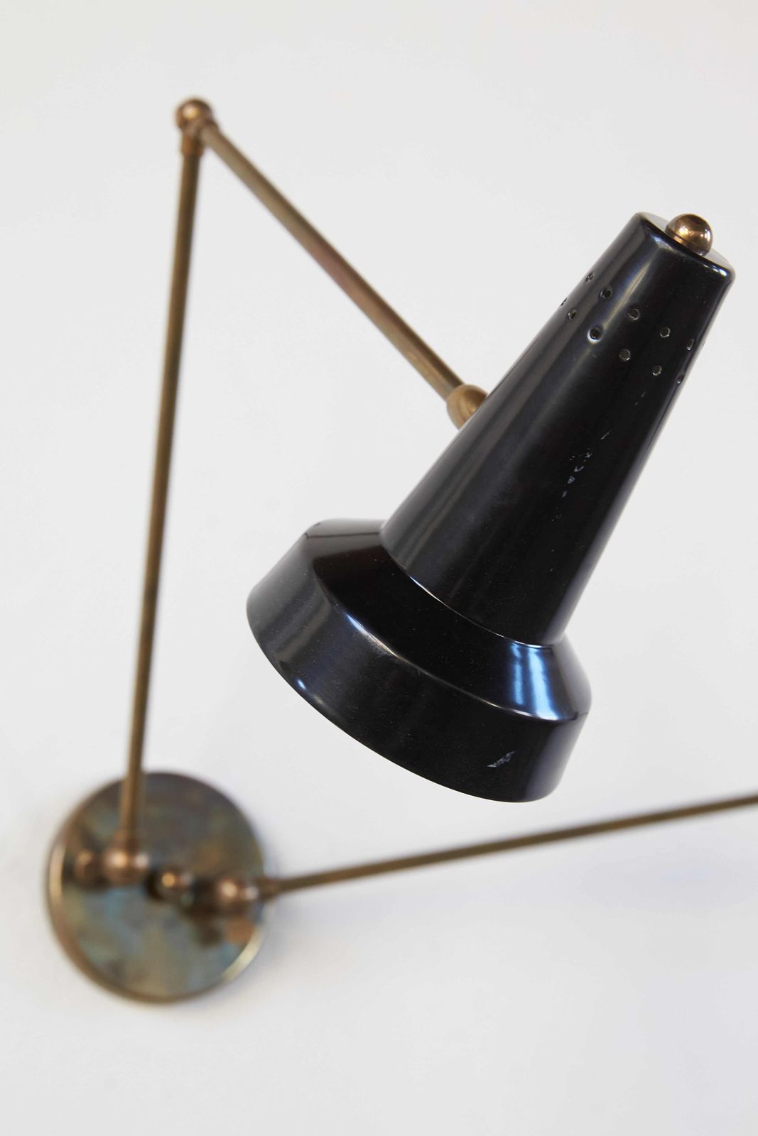 Pair Of Brass And Black Enamelled Aluminium Wall Lights, C1950 photo buy