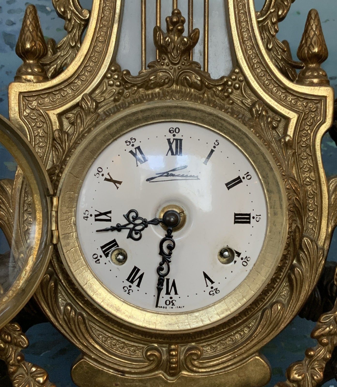 Huge Italian Bronze & Marble 3 Piece Garniture Clock Set Inc Candelabra 8 Day photo vintage