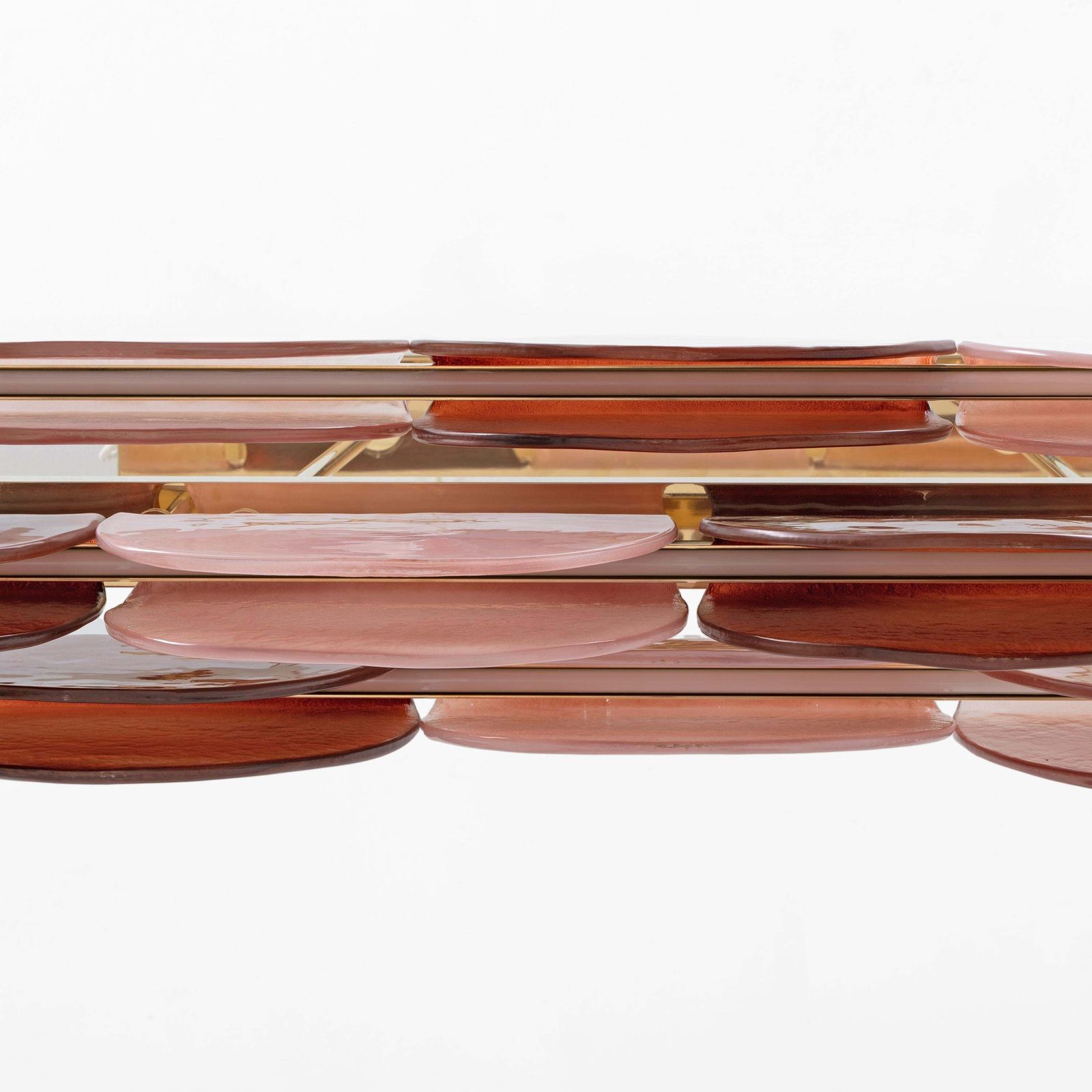 photo furniture Italian Murano Glass And Brass Modular Linear Chandelier In Pink And Red