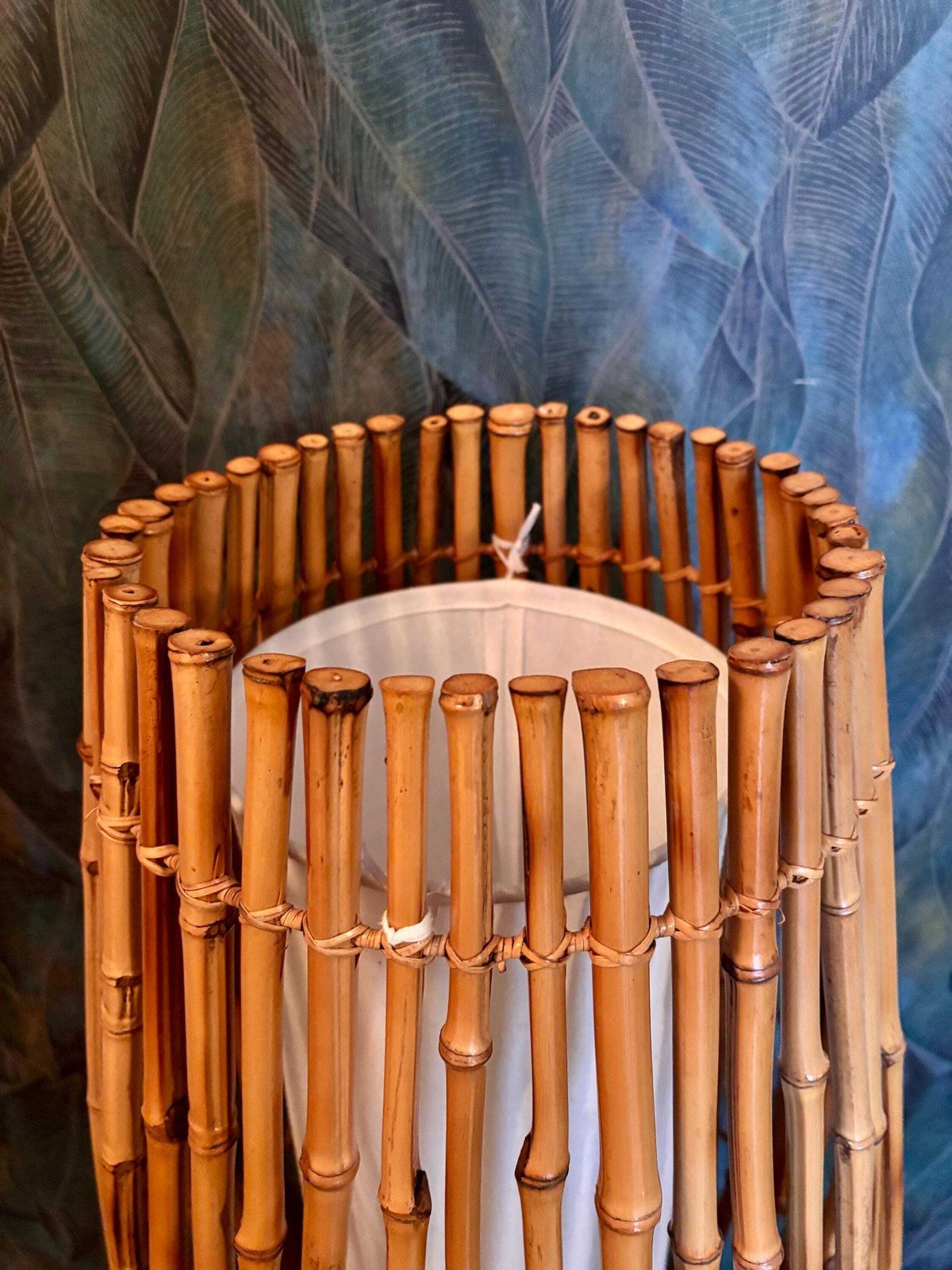 Tall Italian Floor Lamp Made Of Bamboo And Rattan From The Mid Century photo Lighting