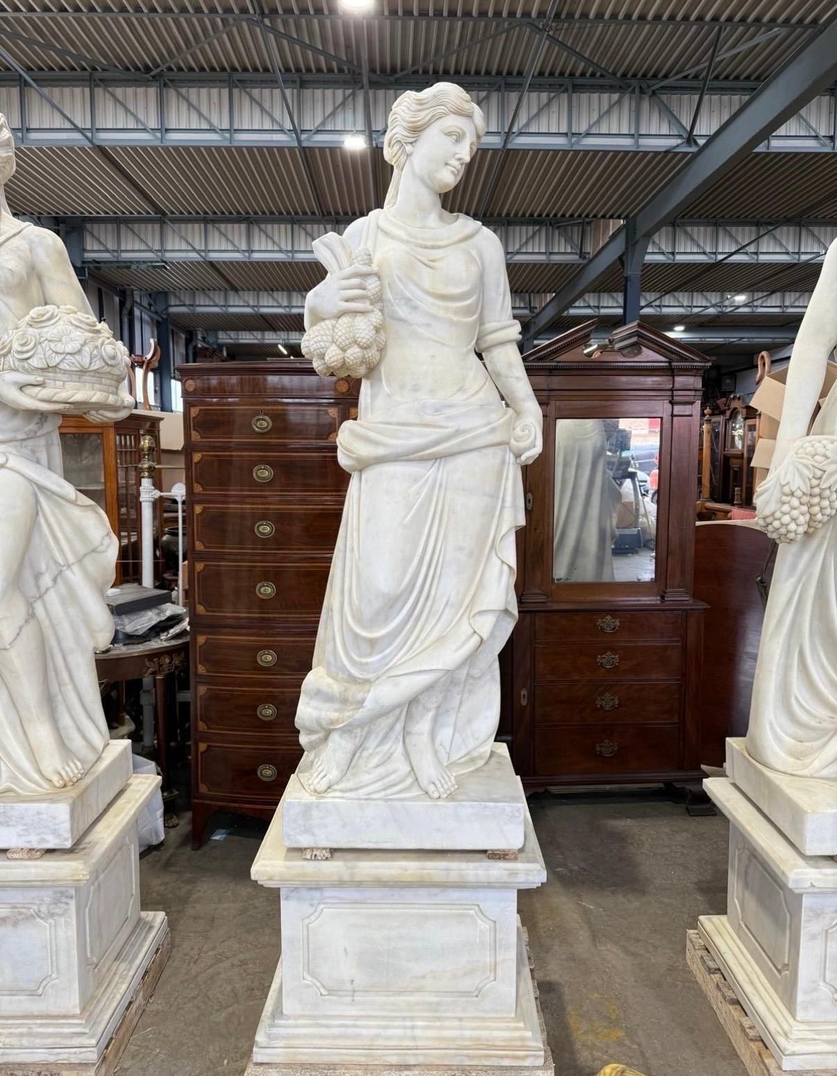 Set Of Four Life Size Marble Figures, Four Seasons, Late 20th Century photo Art