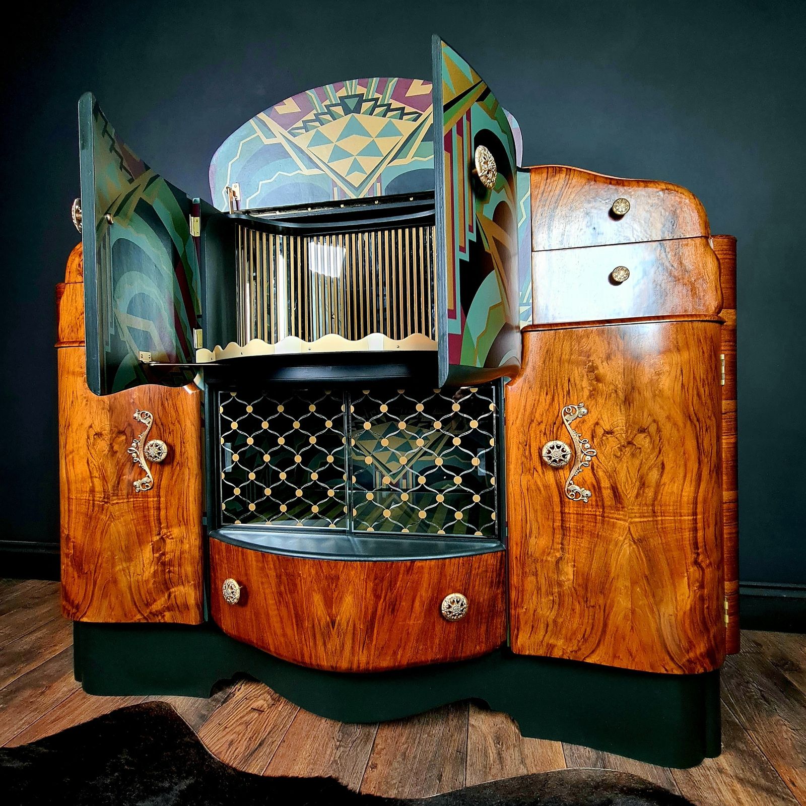 photo for sale Art Deco Cocktail Cabinet. Fully Restored Restored And Re Designed.