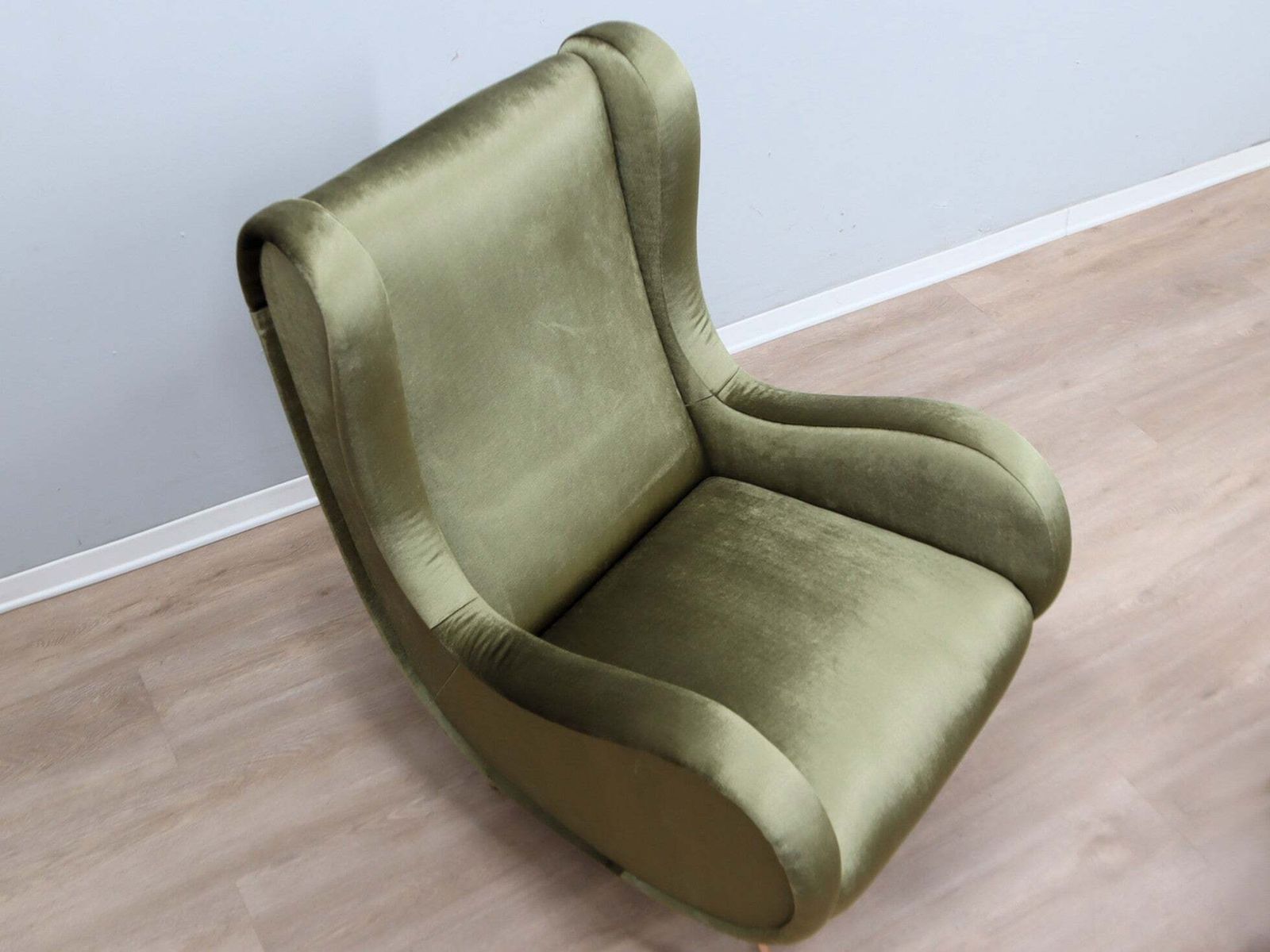1950s Italian Armchair Senior Zanuso Style Green Velvet photo furniture