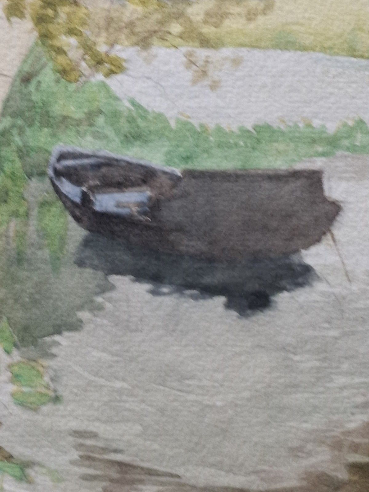 Contemporary Watercolour J L Wilmot The Old Boat Fotheringhay Bridge Oundle photo vinterior