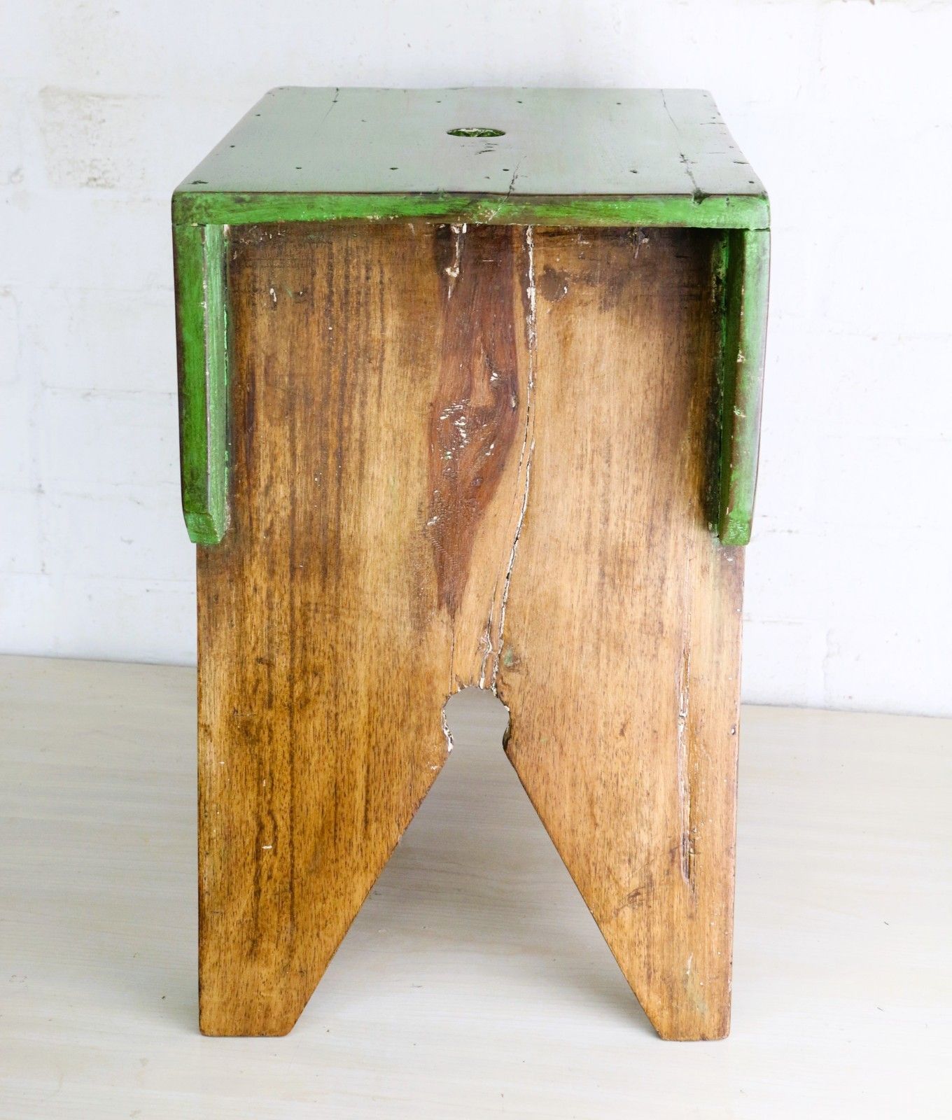 Antique Aged Wooden Stool Rural Farmhouse Original Country Style Rustic Kitchen photo Furniture