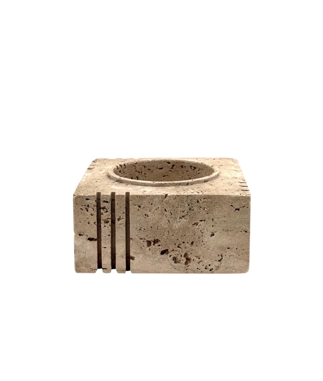 photo furniture Travertine Cubic Vide Poche / Ashtray, Cerri Nestore, Italy, 1970s