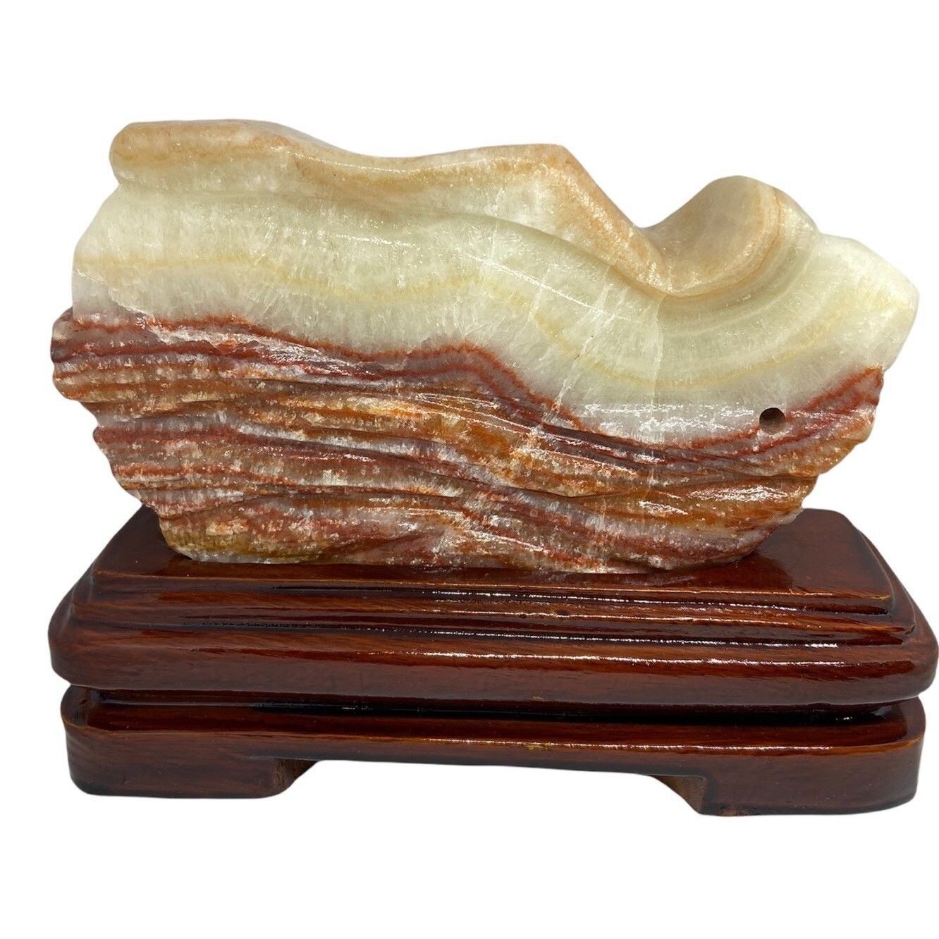 Fantastic Chinese Natural Meat Stone Scholar Rock Viewing Stone With Wood Base