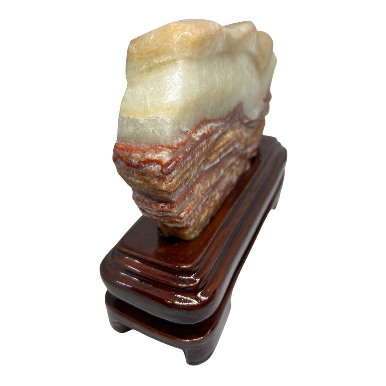 Fantastic Chinese Natural Meat Stone Scholar Rock Viewing Stone With Wood Base photo 476.0