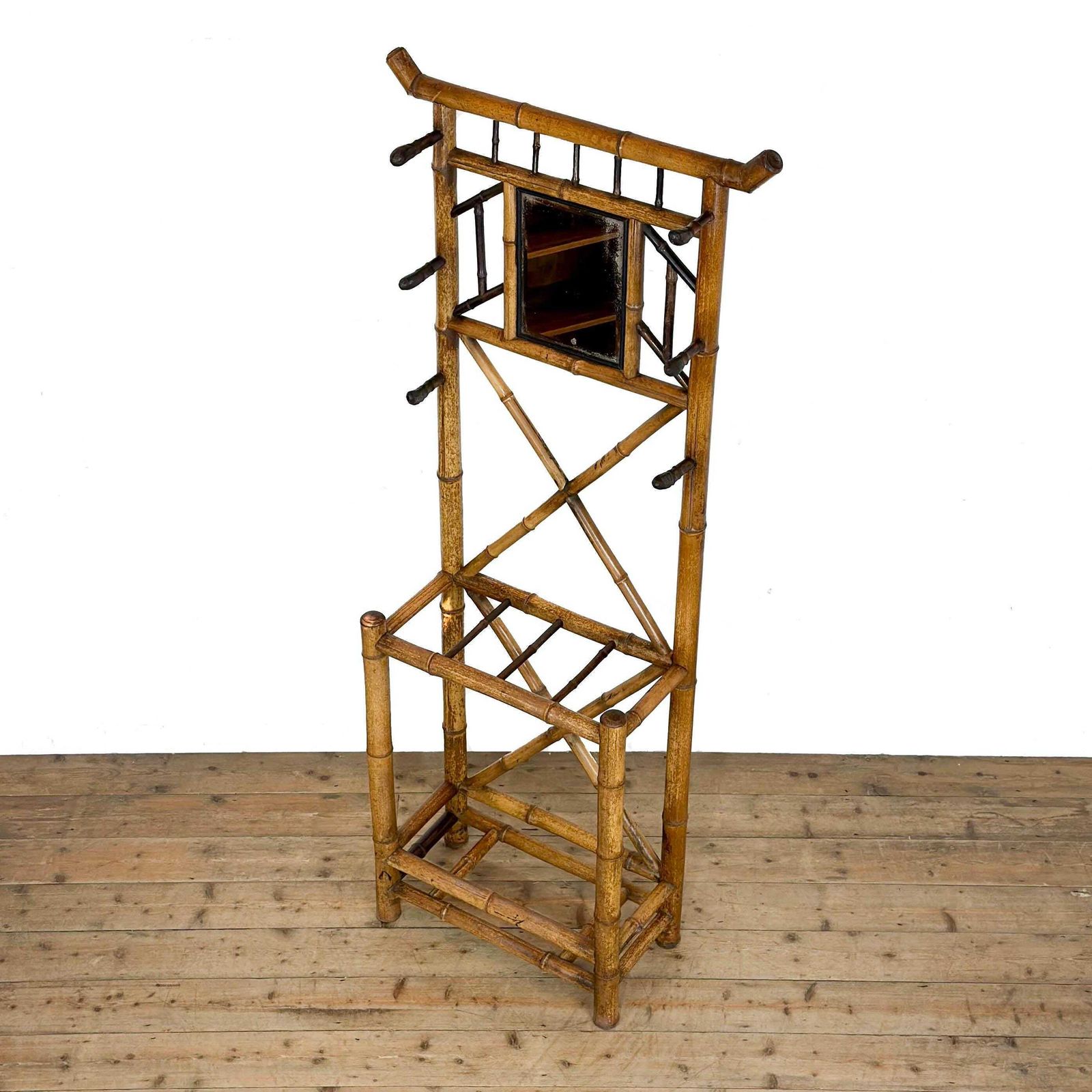 Antique Bamboo Hall Stand | Antique Furniture | Hall Stand | Umbrella Stand | Hallway Furniture (M 1817) photo for sale