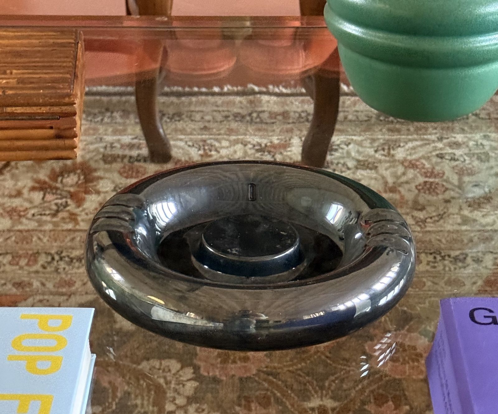 Space Age Blue Iridescent Ceramic Ashtray / Vide Poche, Italy 1970s photo 300.0