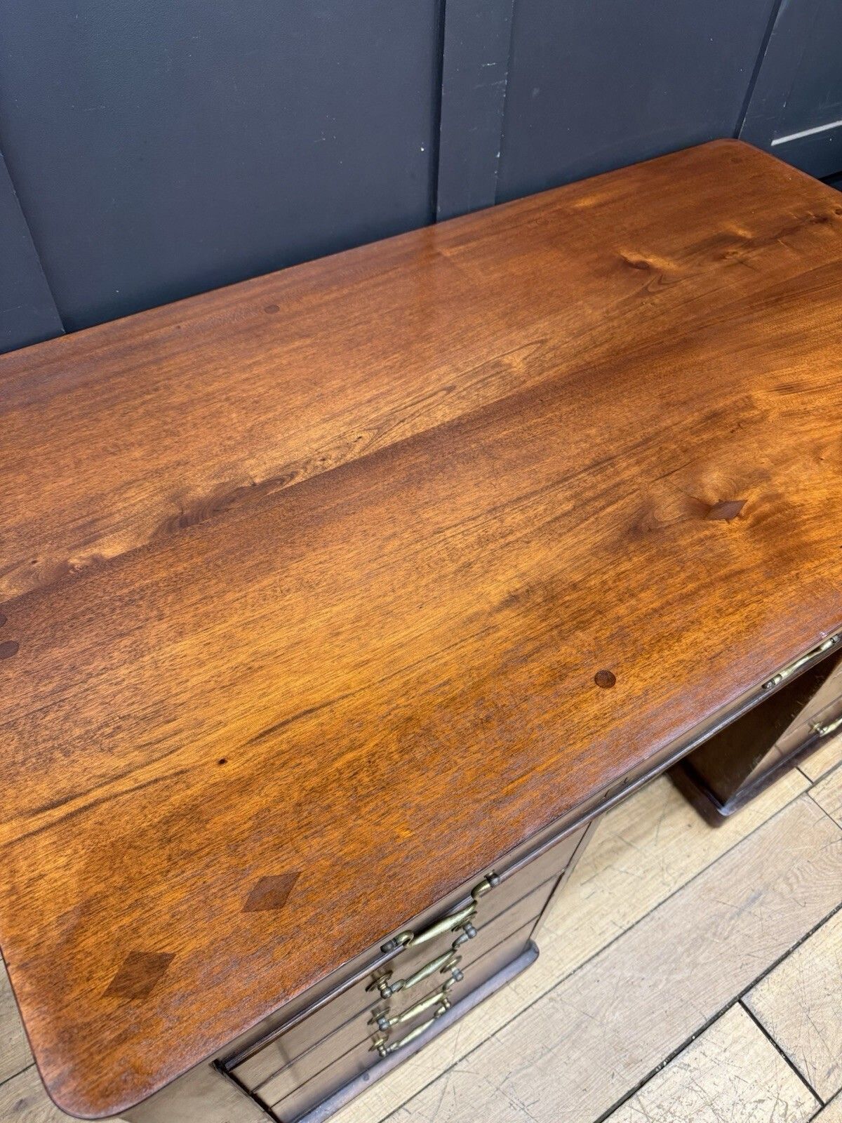Antique Mahogany Twin Pedestal Desk Kneehole Writing Office Desk Computer Desk photo 695.0