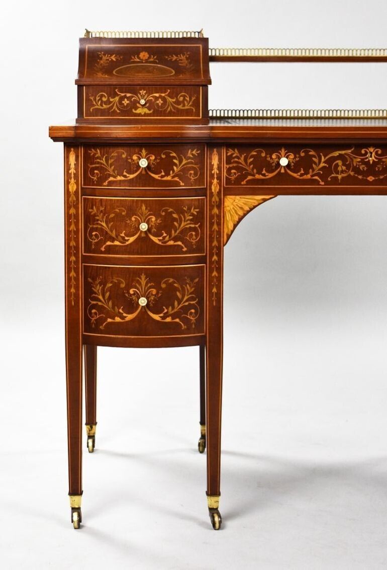 Victorian Sheraton Revival Marquetry Inlaid Carlton House Desk photo buy