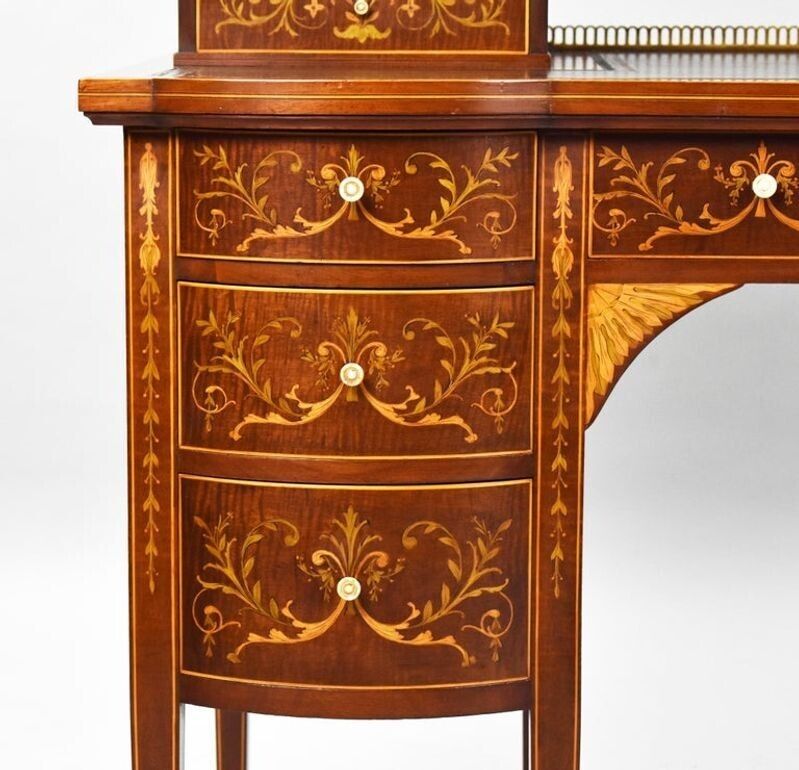 photo for sale Victorian Sheraton Revival Marquetry Inlaid Carlton House Desk