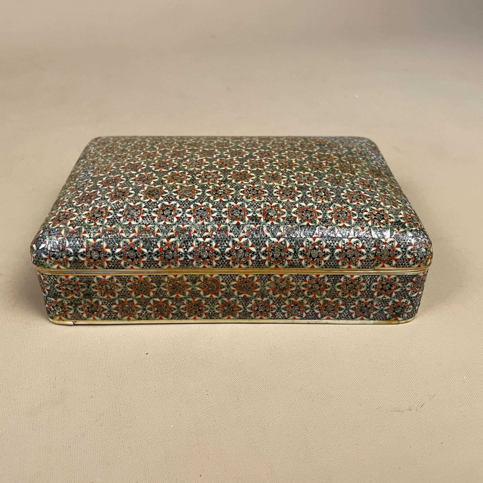 Middle Eastern Box Wooden Inlay Mosaic Pattern Trinket Jewellery Rectangle Antique Keepsake Storage Fine Detail Marquetry Hand Crafted photo 69.0