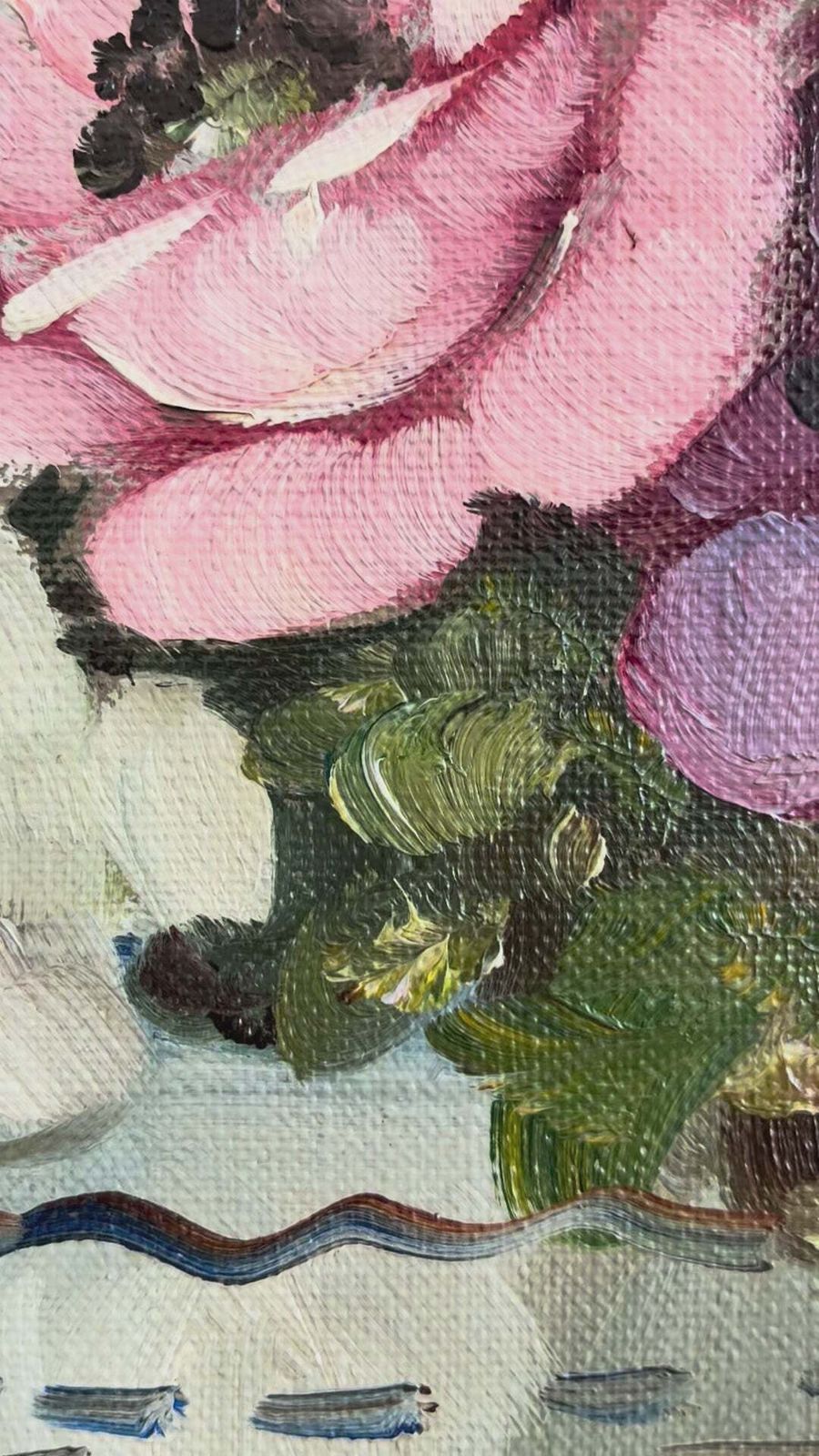 Vintage Original Flower Oil Painting, Signed Floral Still Life photo Art