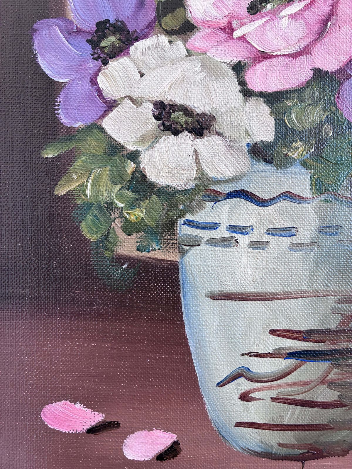 Vintage Original Flower Oil Painting, Signed Floral Still Life photo buy