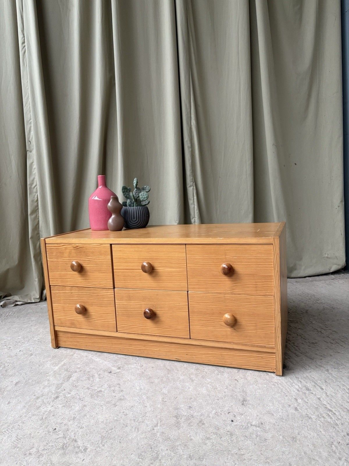 Vtg Late Mid Century East German Low Chest Drawers Scandi Danish Sideboard R1190 photo for sale