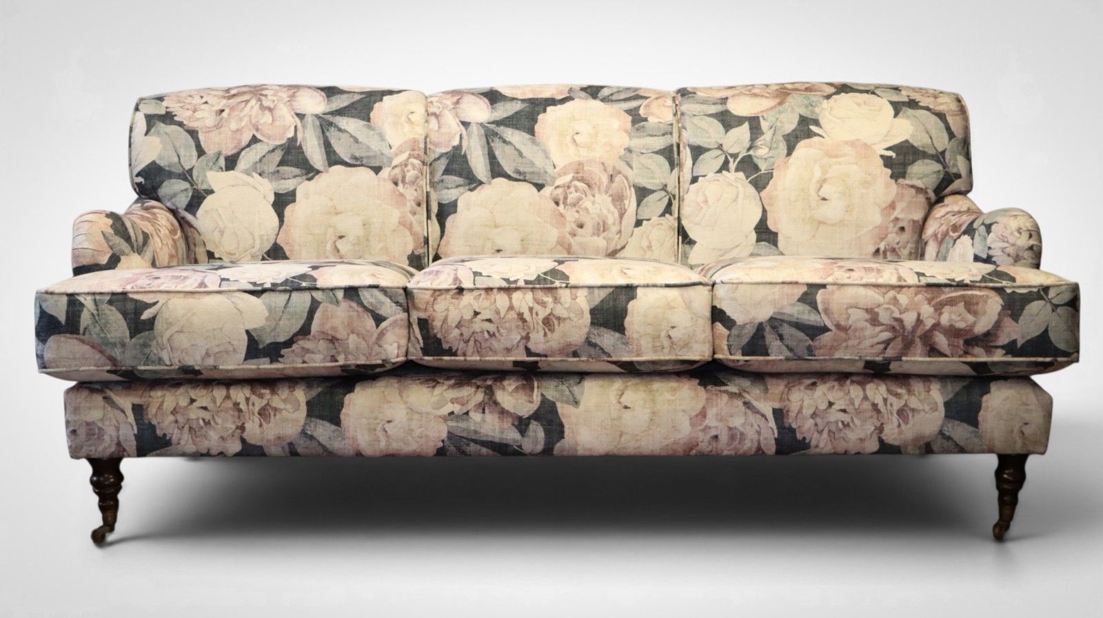 Stunning George Smith Howard Sons Style 3 Seater Elegant Sofa Floral Velvet 🚚