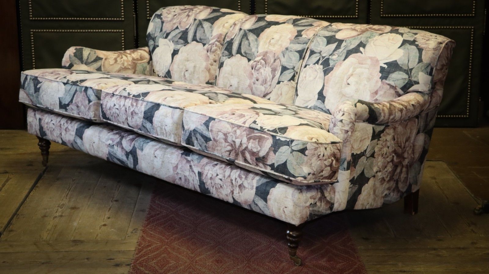 photo vinterior Stunning George Smith Howard Sons Style 3 Seater Elegant Sofa Floral Velvet 🚚