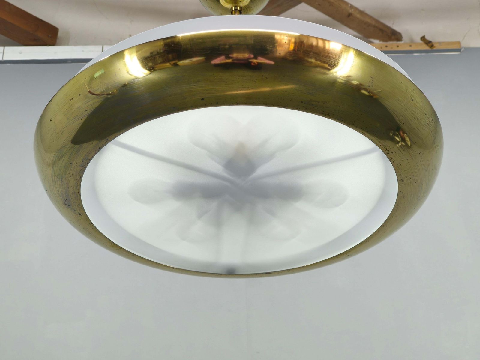 Verlichting Josef Hurka art deco ufo-hanglamp, Tsjecho-Slowakije jaren 1930 photo