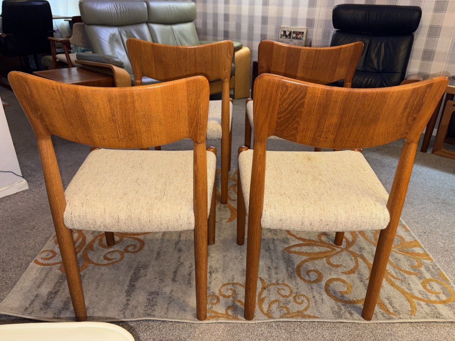 Furniture Mcm Danish Set Of 6 Boltinge Stolefabrik Teak Dining Chairs G Plan Era Retro photo