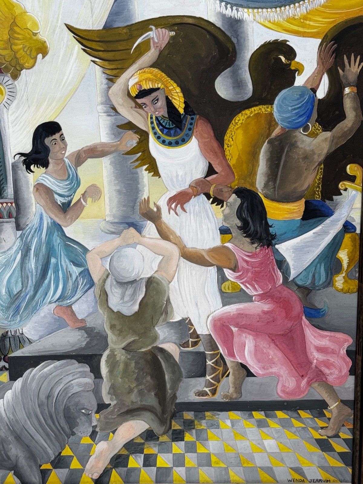 Surrealism Painting Death Of Cleopatra By Wenda Jerrum C1960 Egyptian Mythology photo furniture