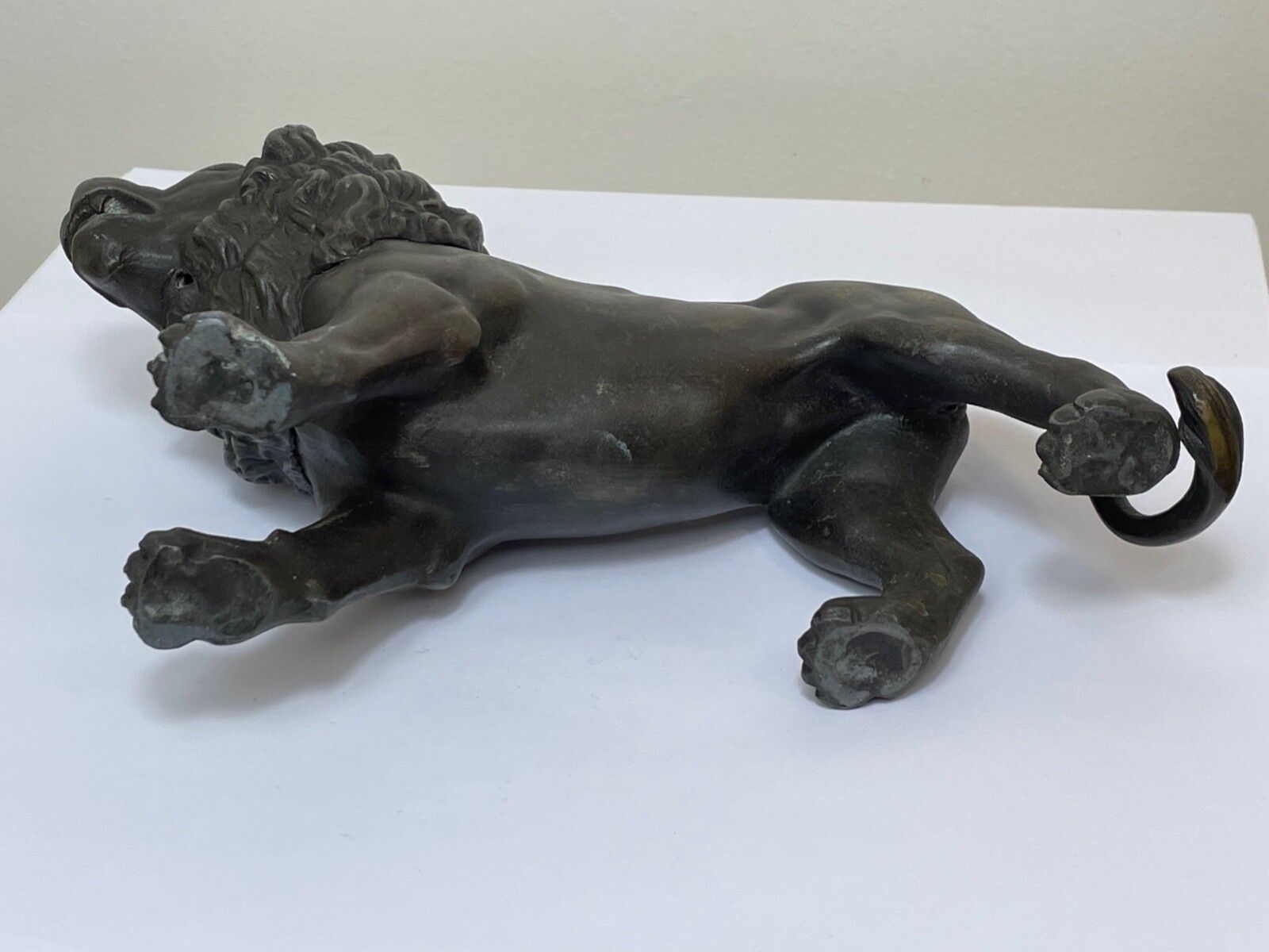 19th Century Bronze Small Model Lion Sculpture photo Art