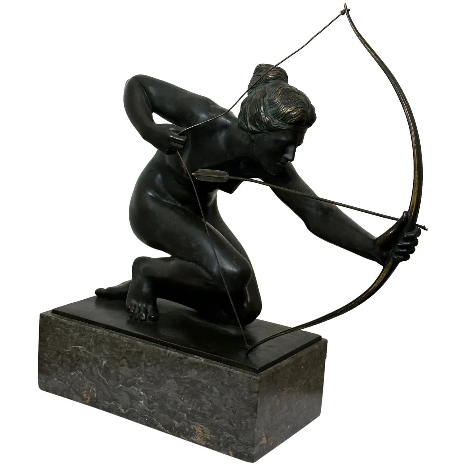 Art Deco Bronze Classical Myth Sculpture Diana The Huntress Signed By Rudolph Henn