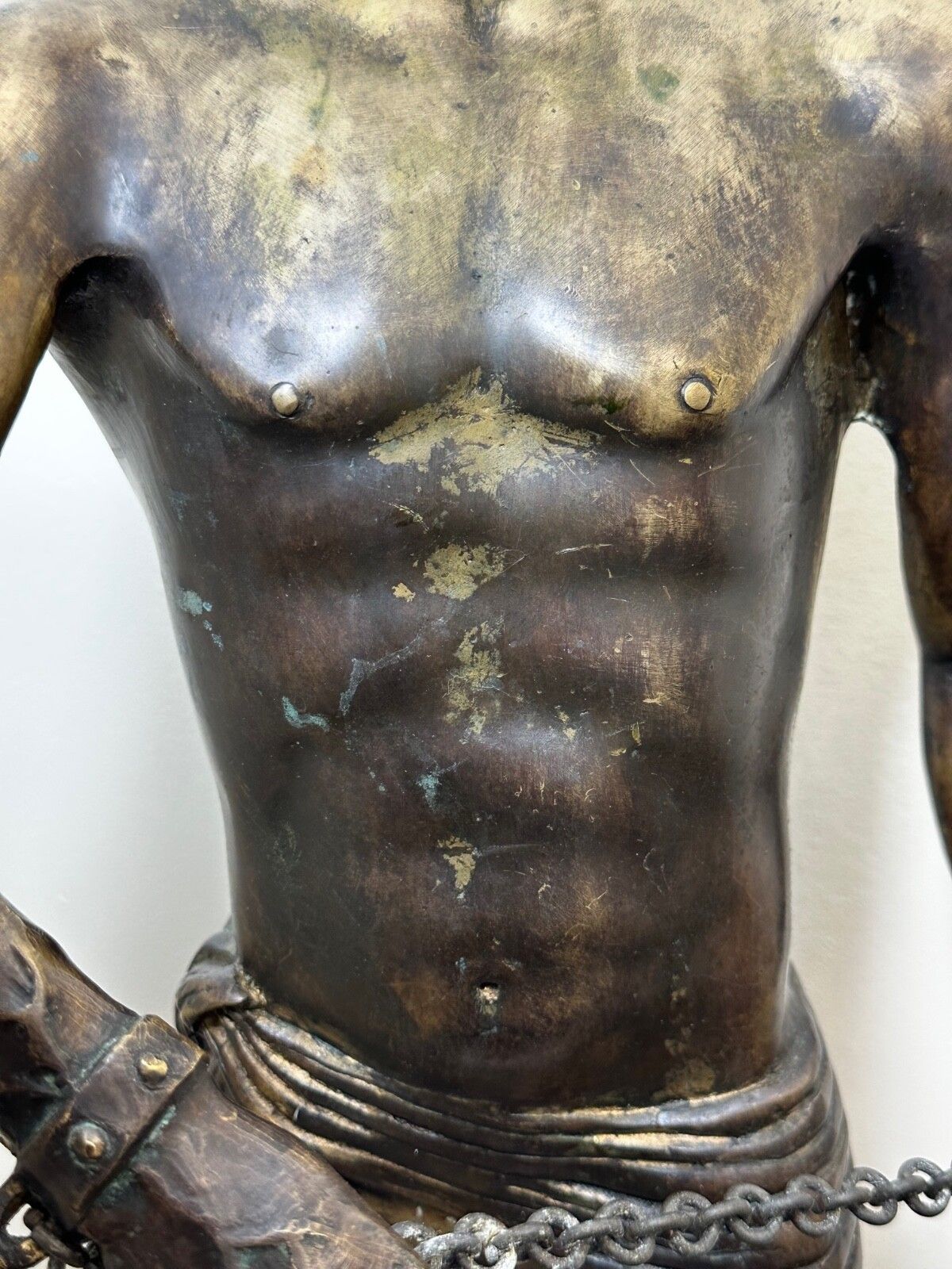 Antique French Bronze Gladiator Warrior Sculpture After Emile Louis Picault photo vintage